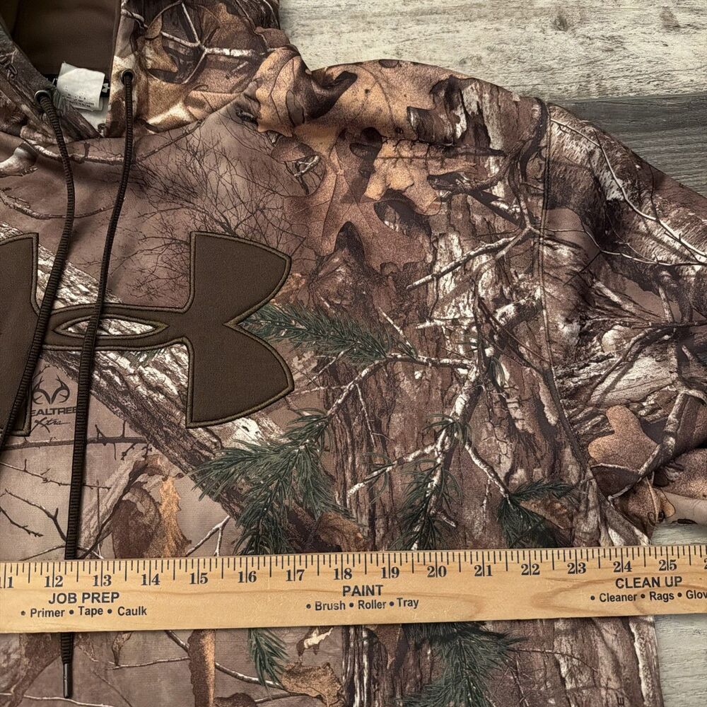 Under Armour Hoodie Mens XL Brown Realtree Xtra Camo Fleece Pullover Outdoor - Picture 4 of 7